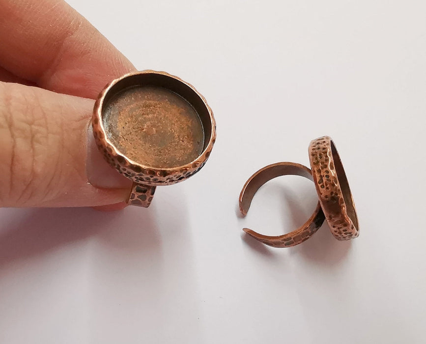 Copper Ring Blank Setting Cabochon Base inlay Ring Backs Mounting Adjustable Ring Base Bezel (20mm blank) Antique Copper Plated G20949