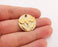2 Flowers Charms Shiny Gold Plated Charms (24mm)  G21320