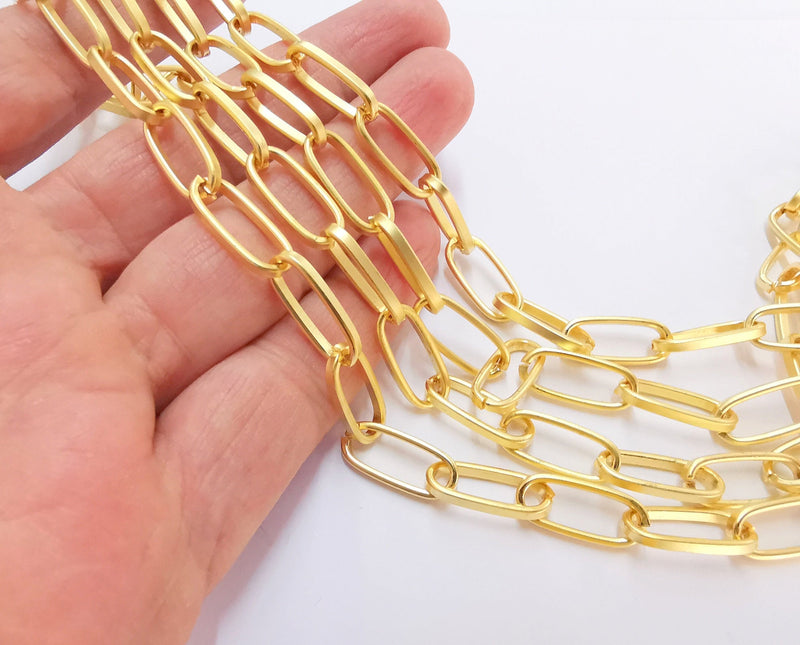 Gold Plated Oval Cable Large Chain 1 Meter - 3.3 Feet  (19.5x8.5 mm)  G21322