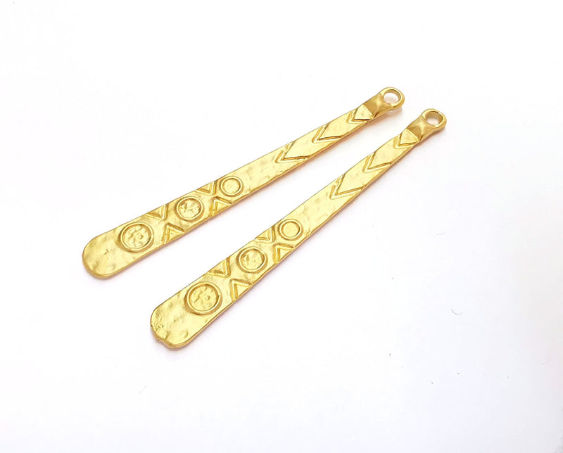 2 Gold Charms Gold Plated Charms (60x7mm)  G18059