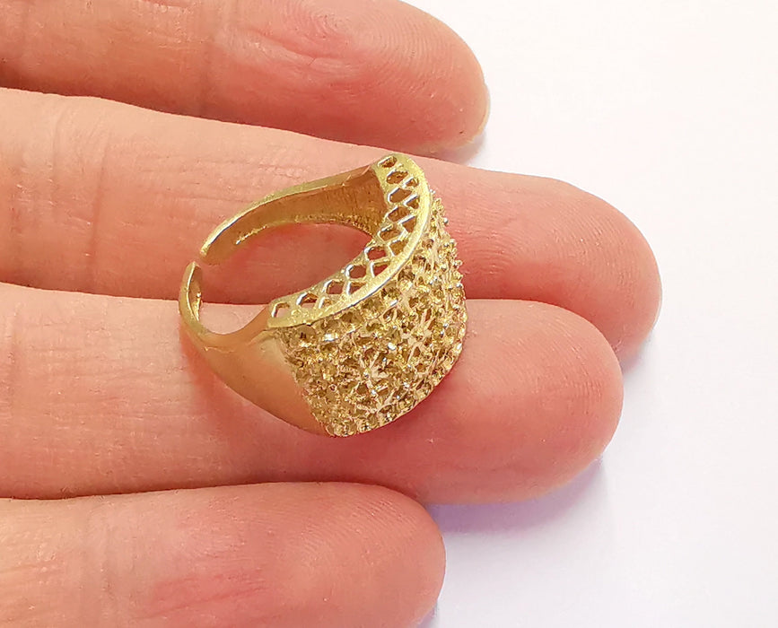 Raw Brass Ring Blank, Bezel Settings, Cabochon Base, Mountings Adjustable (2mm blank ) G20976