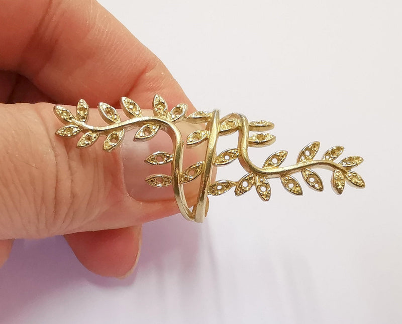 Flowers Raw Brass Ring Blank, Bezel Settings, Cabochon Base, Mountings Adjustable (1mm blank ) G20977