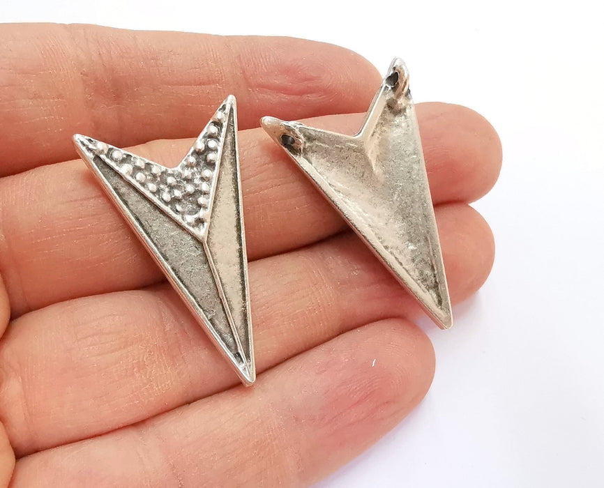 2 Arrowhead Charms Antique Silver Plated Charms (39x24mm)  G20988