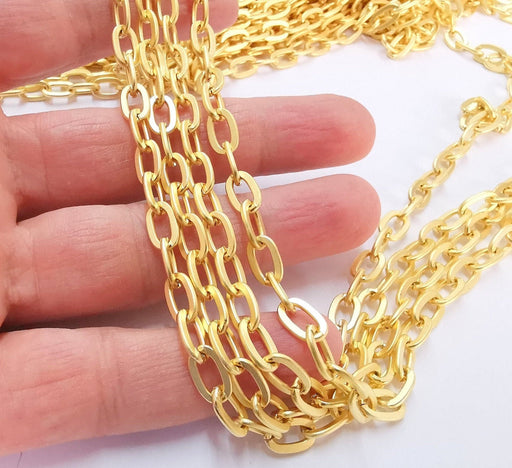 Gold Plated Oval Cable Large Chain 1 Meter - 3.3 Feet  (10x6.5 mm)  G21328