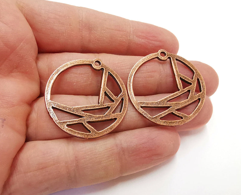 2 Copper Charms Antique Copper Plated Charms (35x33mm)  G21333