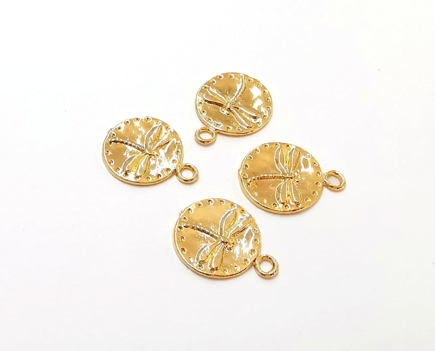 2 Dragonfly Charms Shiny Gold Plated Charm (19x15mm) G21336