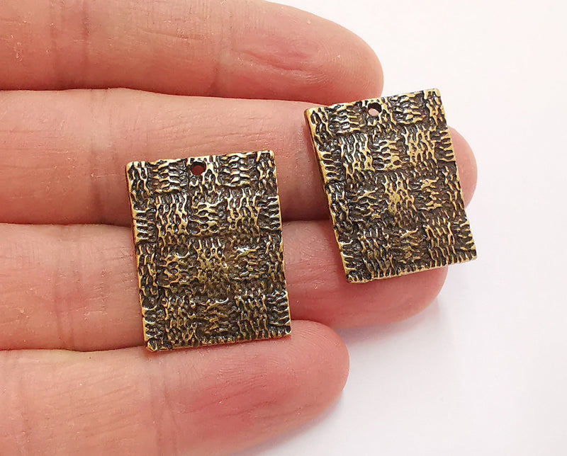 2 Woven Shape Charms Antique Bronze Plated Charms (27x21mm) G20997