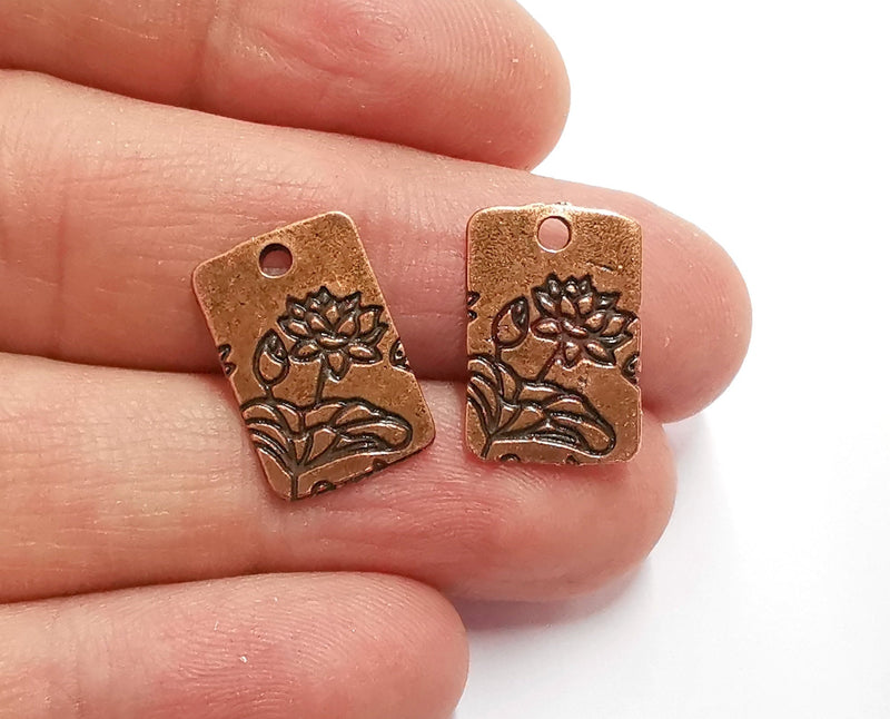10 Flowers Charms Antique Copper Plated Charms (18x12mm) G21028