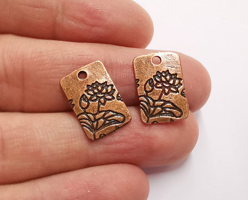 10 Flowers Charms Antique Copper Plated Charms (18x12mm) G21028