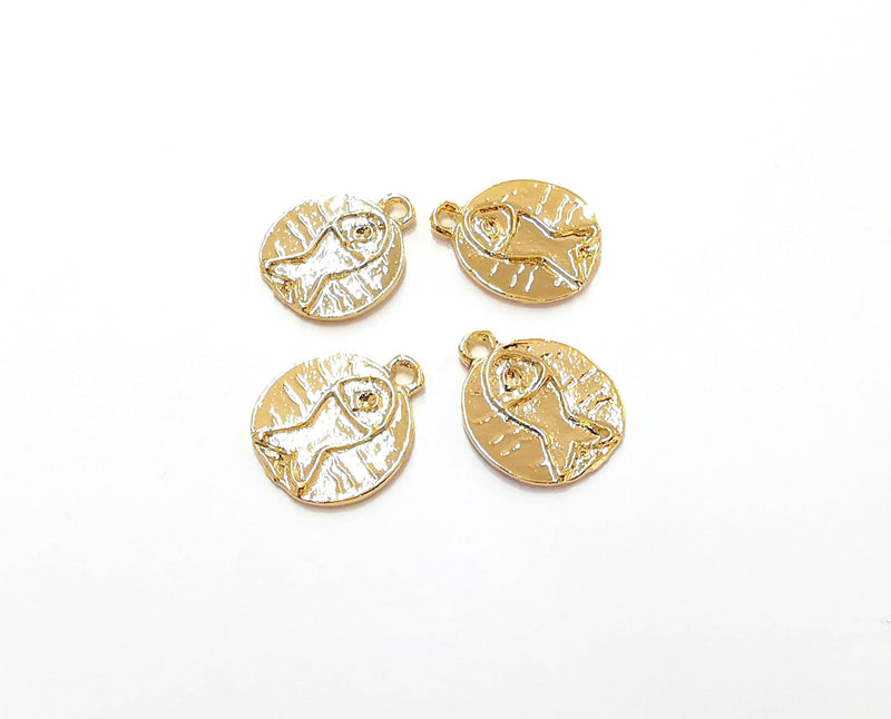 10 Fish Charm Shiny Gold Plated Charms (16x13mm) G21345