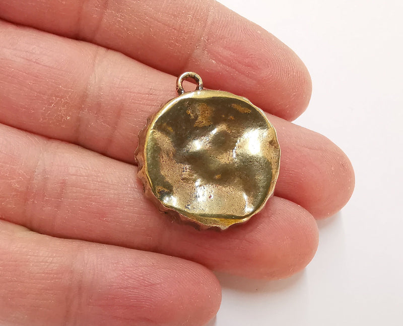 2 Crown Cap Charms Blank Bezel Resin Bezel Mosaic Mountings Antique Bronze Plated Charms (30x27mm) (22 mm Bezel Inner Size)  G21347