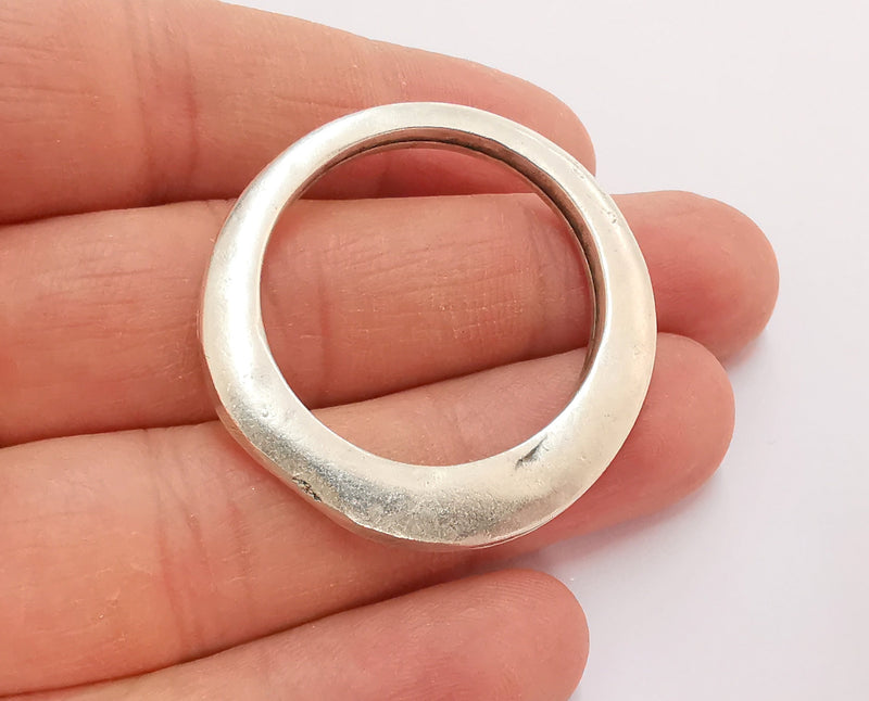 Circle Pendant Antique Silver Plated Pendant (40mm)  G21044