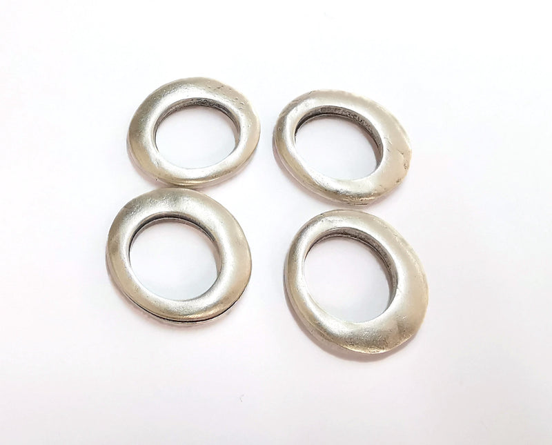 2 Circle Charms Antique Silver Plated Charms (20mm)  G21045