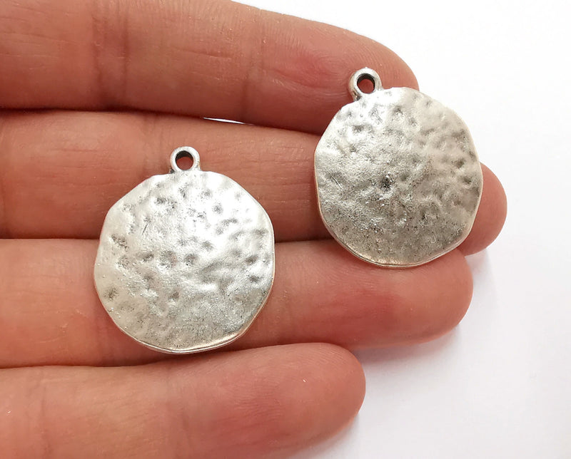 2 Silver Charms Antique Silver Plated Charms (30x25mm)  G21056