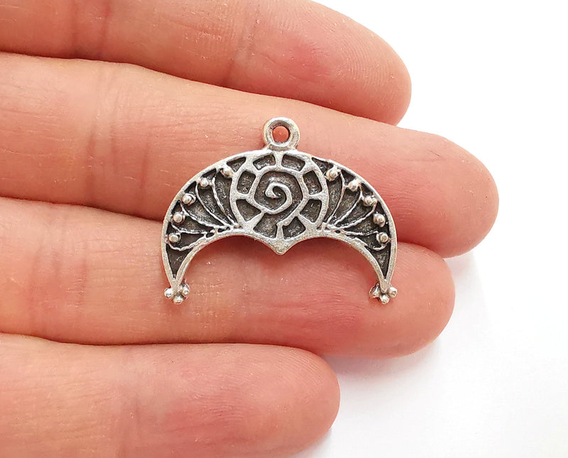 2 Silver Charms Antique Silver Plated Charms (30x24mm)  G21058