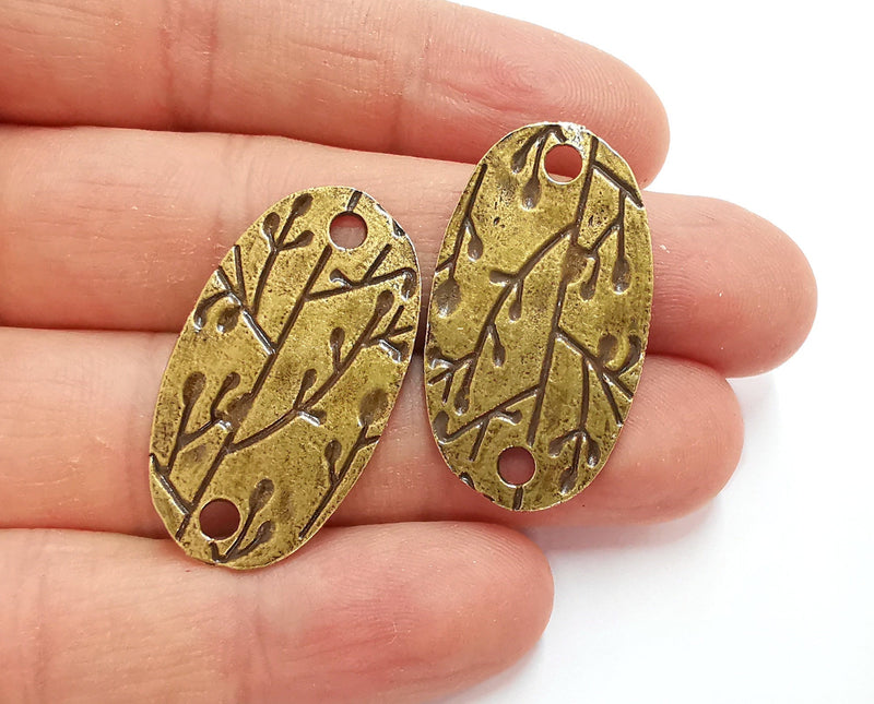 2 Antique Bronze Charm Connector Antique Bronze Plated Charm (36x20mm) G21061