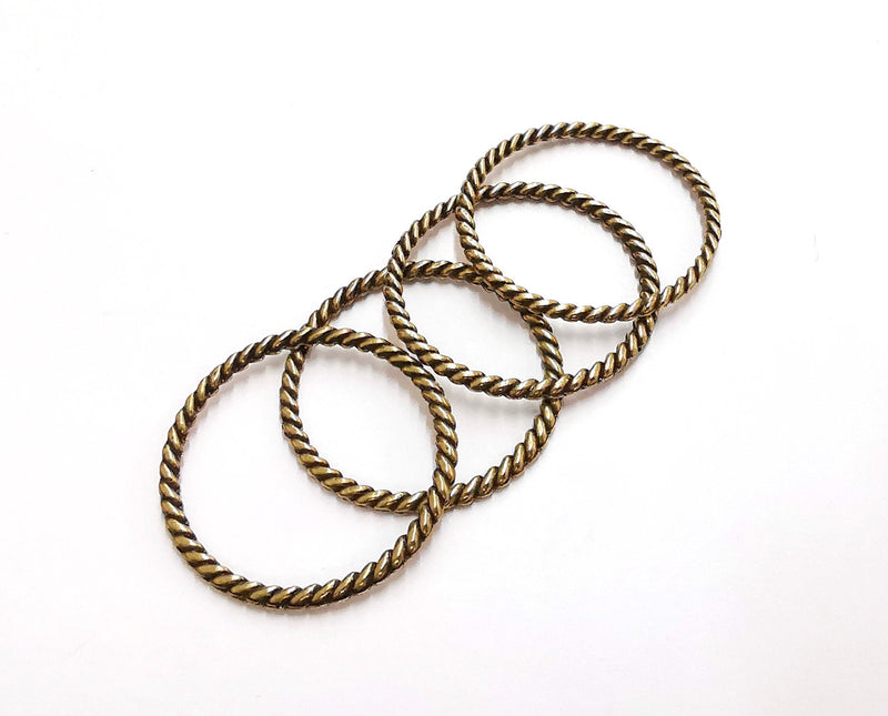 10 Twisted Circle Findings Antique Bronze Plated Circle (30 mm)  G21062