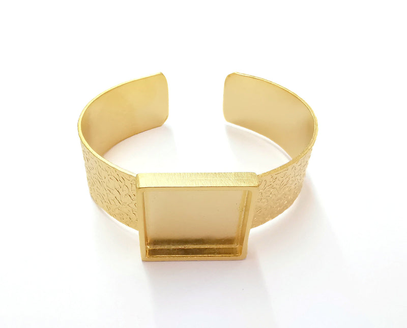 Bracelet Blank Resin Bangle Dry Flower inlay Blank Cuff Bezel Glass Cabochon Base Textured Adjustable Gold Plated  (25mm ) G21365