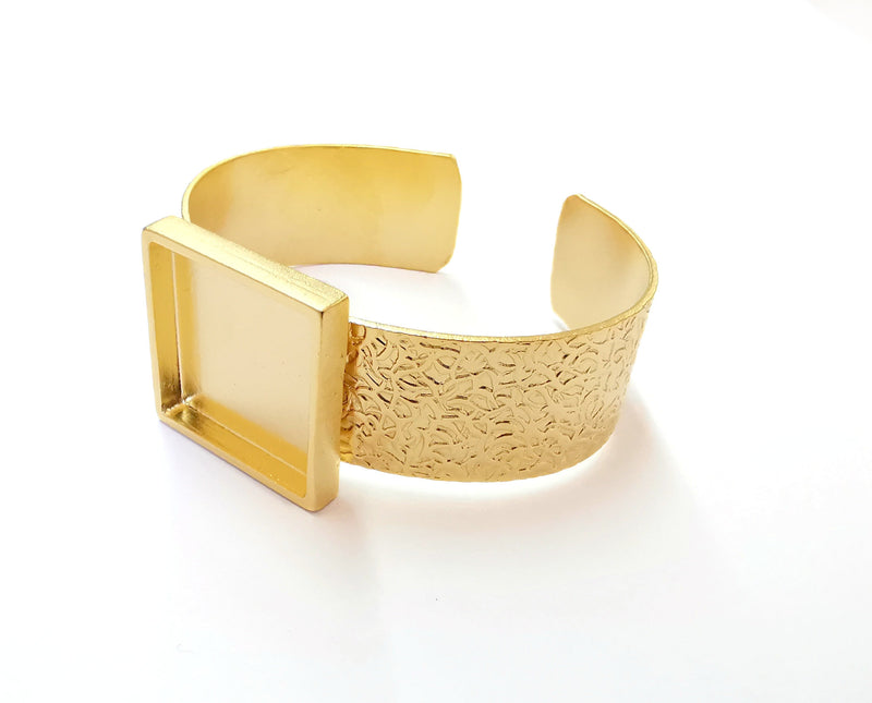 Bracelet Blank Resin Bangle Dry Flower inlay Blank Cuff Bezel Glass Cabochon Base Textured Adjustable Gold Plated  (25mm ) G21365
