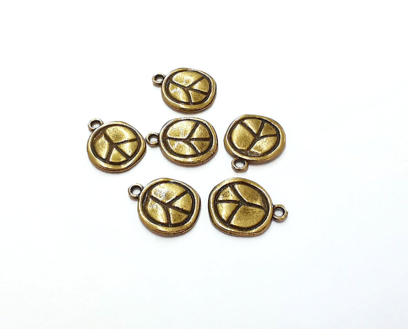 10 Peace Charms Antique Bronze Plated Charms (16x13mm)  G21371