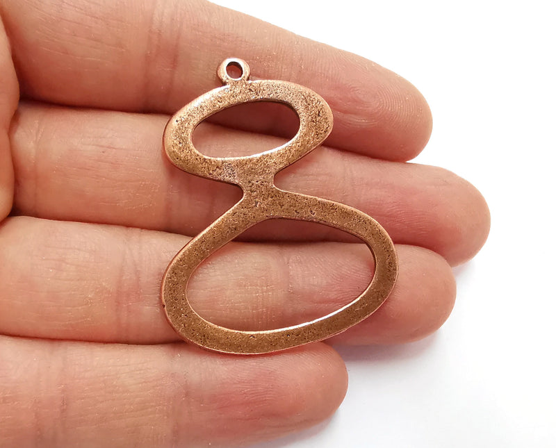 2 Eight Shape Charms Antique Copper Plated Charms (46x37mm)  G21074