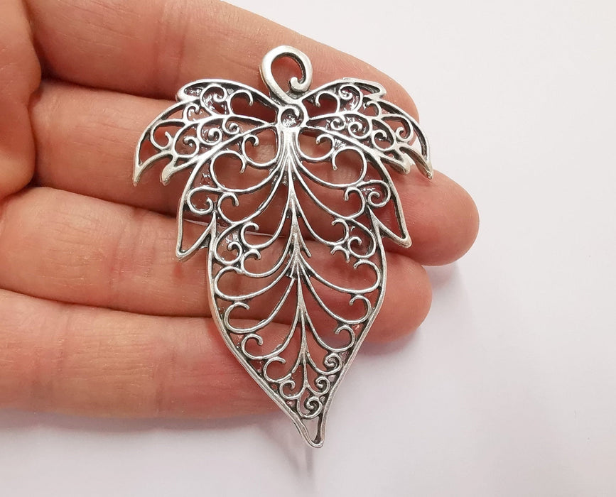 Leaf Pendant Antique Silver Plated Pendant (68x52mm)  G21079