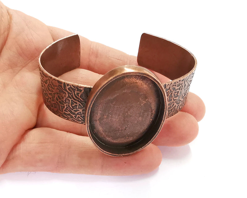 Bracelet Blank Resin Bangle Dry Flower inlay Blank Cuff Bezel Glass Cabochon Base Textured Adjustable Antique Copper  (40x30mm ) G21083