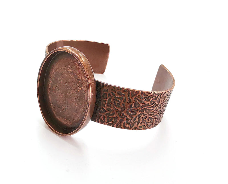 Bracelet Blank Resin Bangle Dry Flower inlay Blank Cuff Bezel Glass Cabochon Base Textured Adjustable Antique Copper  (40x30mm ) G21083