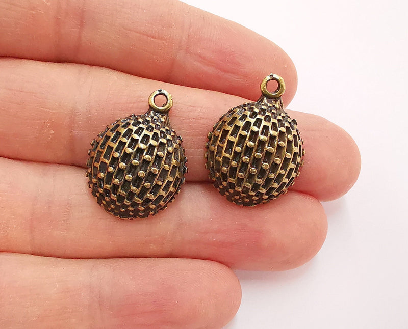 2 Cambered Circle Charms Antique Bronze Plated Charms (25x19mm)  G21086