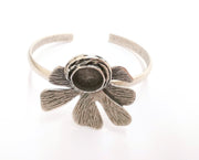 Flower Bracelet Brass Blank Resin Bangle Dry Flower inlay Blank Cuff Bezel Glass Cabochon Base Adjustable Antique Silver (13mm ) G21091