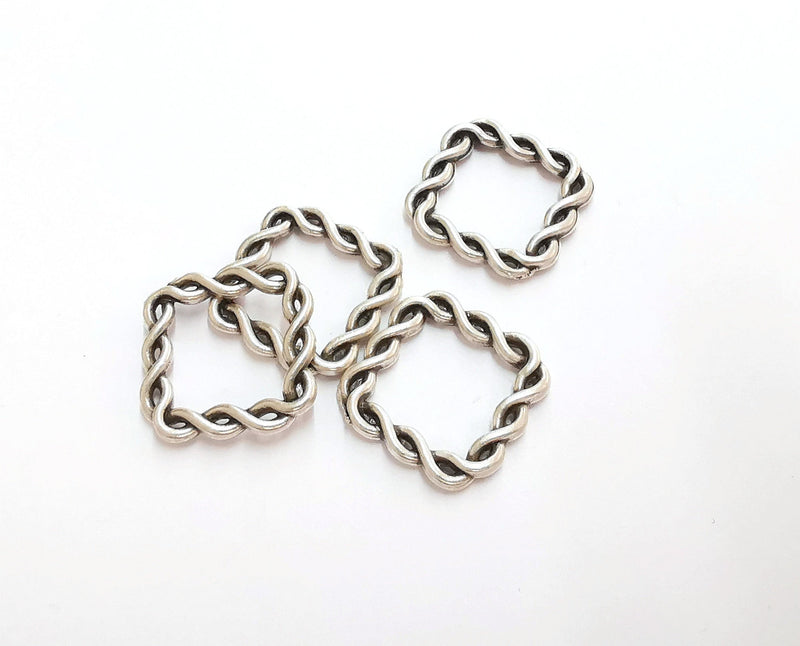 4 Square Twisted Findings Connector Antique Silver Findings (20mm) G21099