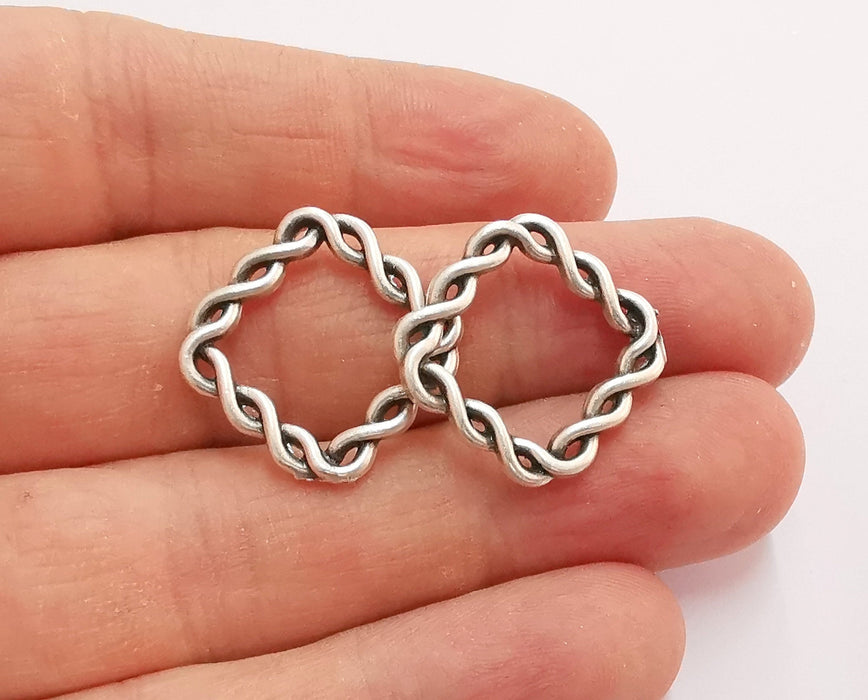 4 Square Twisted Findings Connector Antique Silver Findings (20mm) G21099