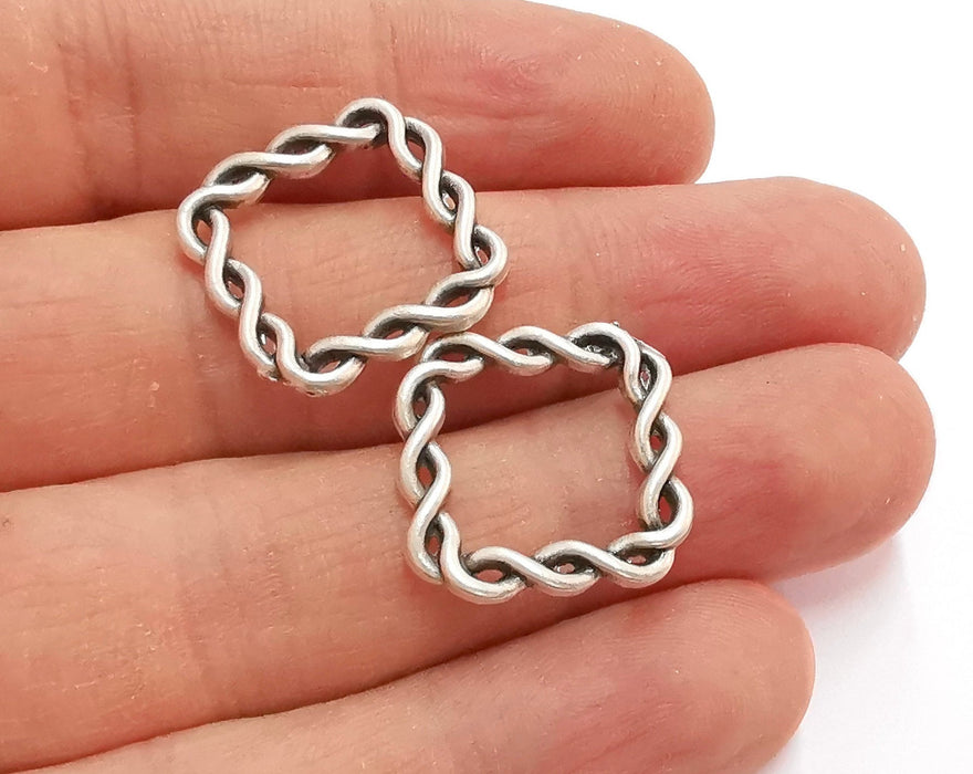 4 Square Twisted Findings Connector Antique Silver Findings (20mm) G21099