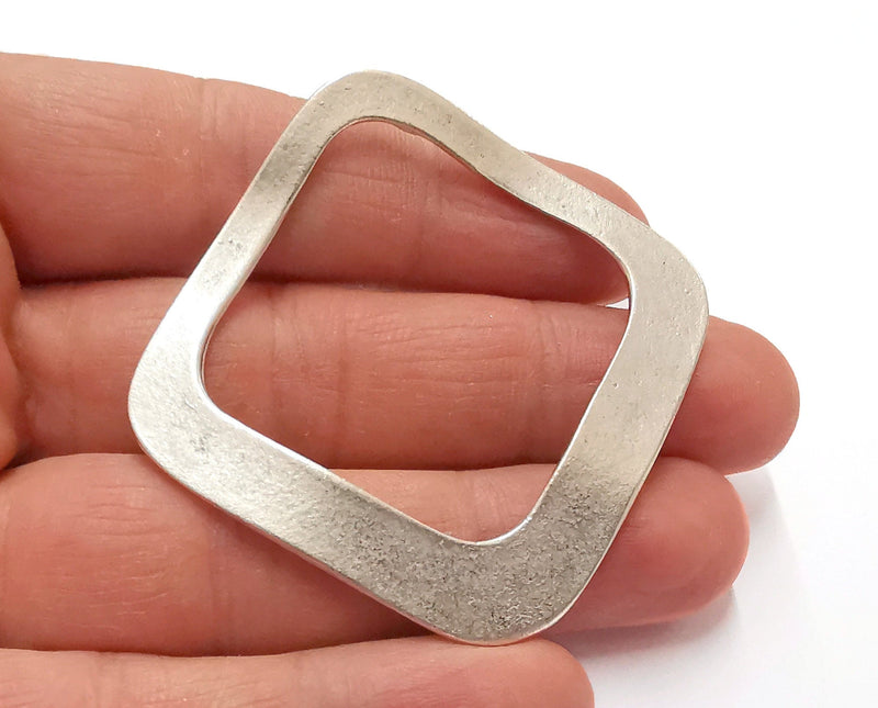 2 Silver Wavy  Charms Antique Silver Plated Charms (50x50mm)  G21101