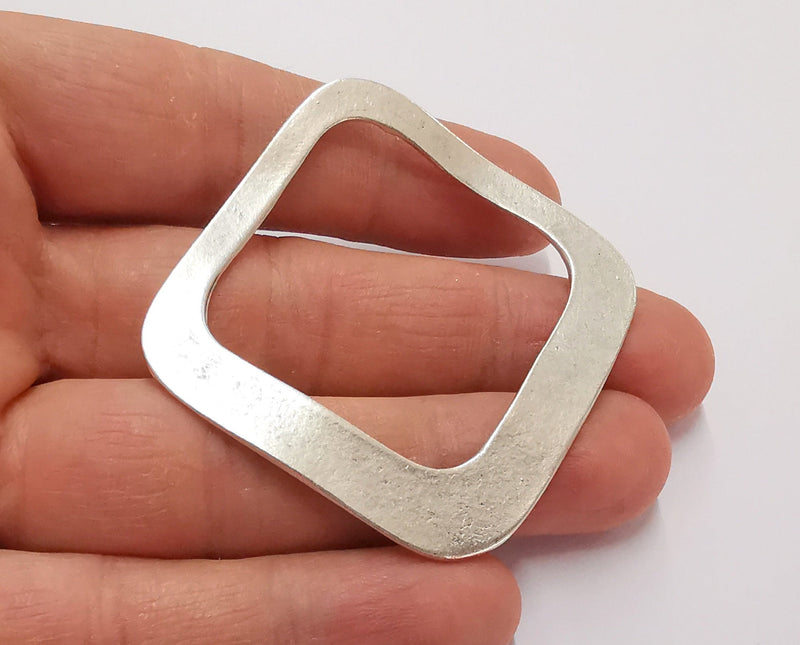 2 Silver Wavy  Charms Antique Silver Plated Charms (50x50mm)  G21101