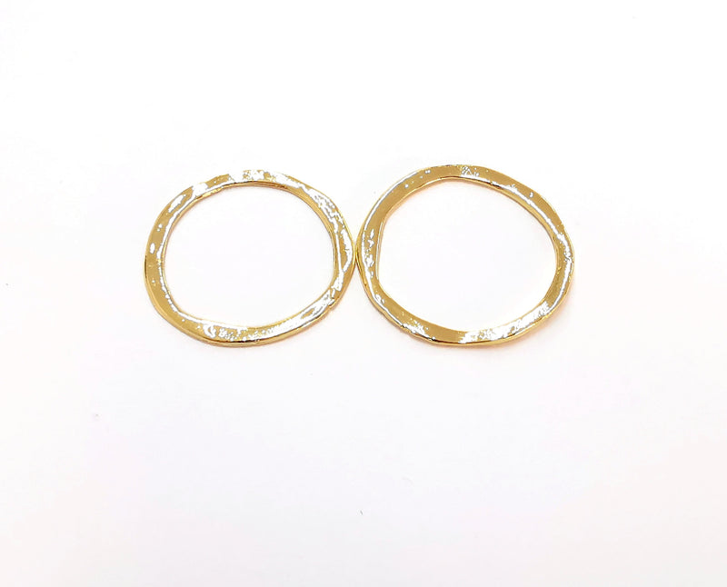 4 Shiny Gold Plated Circle Round Connector Findings (27mm)  G21380