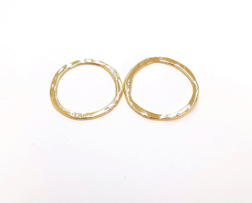 4 Shiny Gold Plated Circle Round Connector Findings (27mm)  G21380