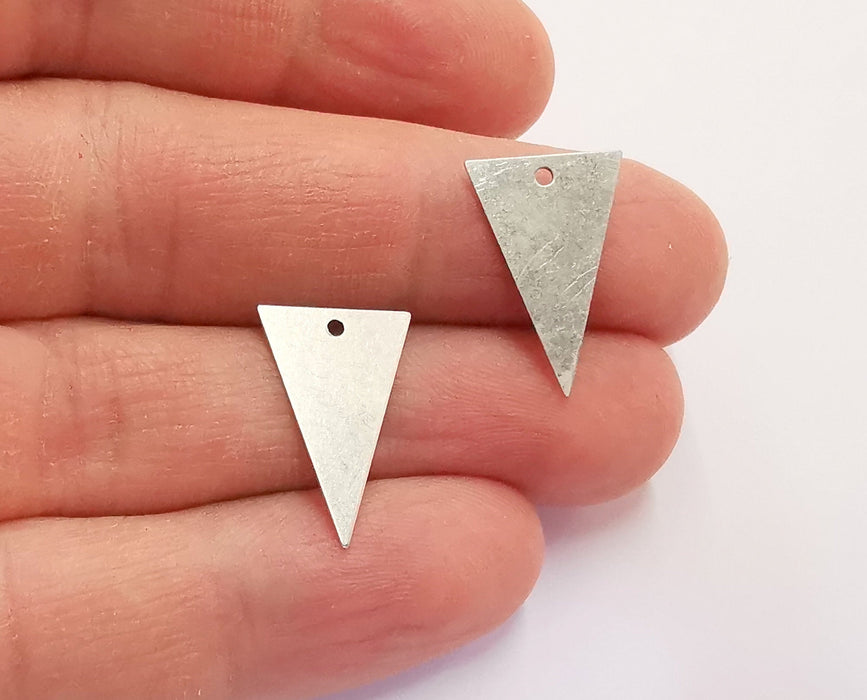 10 Triangle Charms Antique Silver Plated Brass (20x13mm) G21108