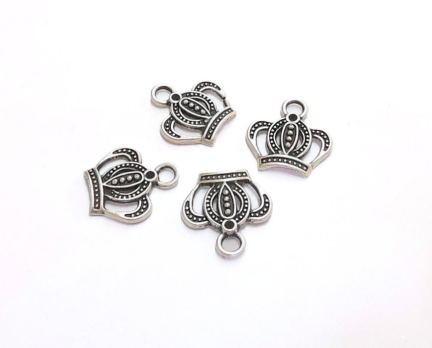 10 Crown Charms Antique Silver Plated Charms (16x15mm)  G21110