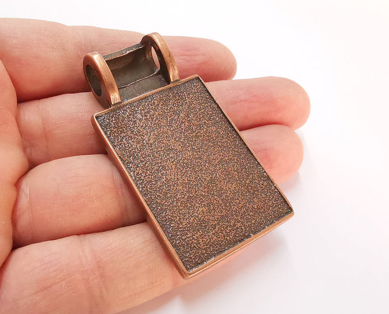 Flower Pendant Blank Bezel Resin Bezel Mosaic Mountings Antique Copper Plated Pendant (62x34mm) (43x31 mm Bezel Inner Size)  G21461