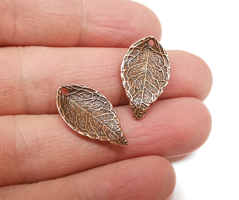 5 Leaf Charms Antique Copper Plated Charms (23x13mm)  G21390