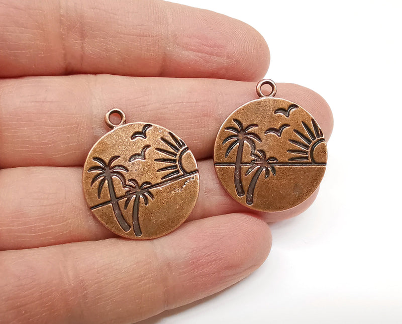 2 Summer Charms Antique Copper Plated Charms (30x25mm)  G21391