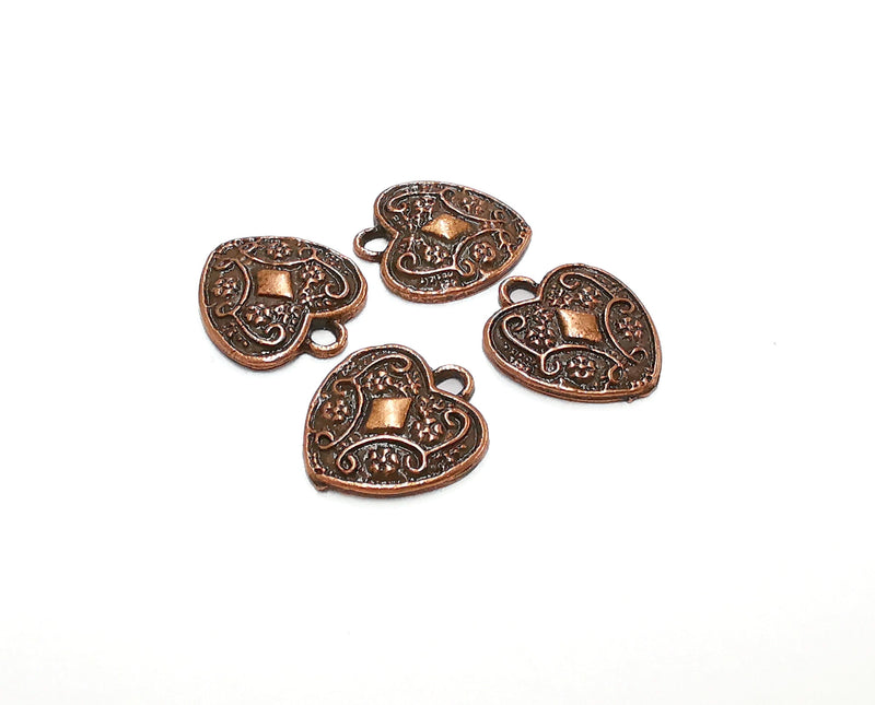 10 Heart Charms Antique Copper Plated Charms (16x15mm) G21399