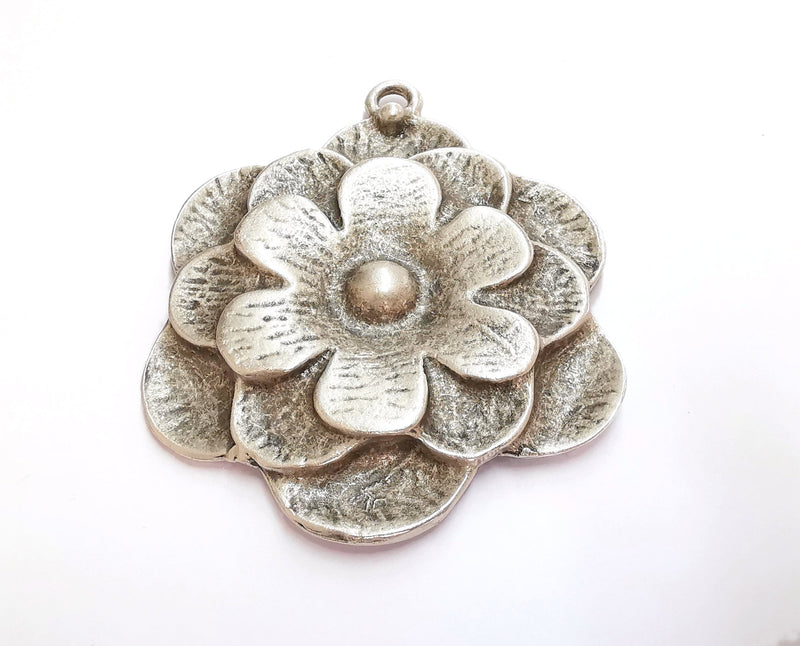Flowers Pendant Antique Silver Plated Pendant (79x65mm)  G21124