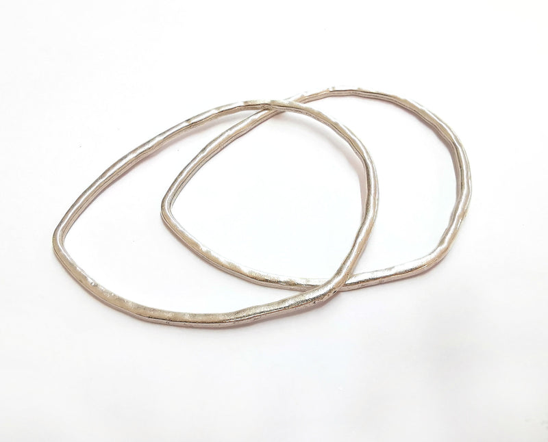 Hammered Drop Findings Antique Silver Plated Findings (86x68mm)  G21128