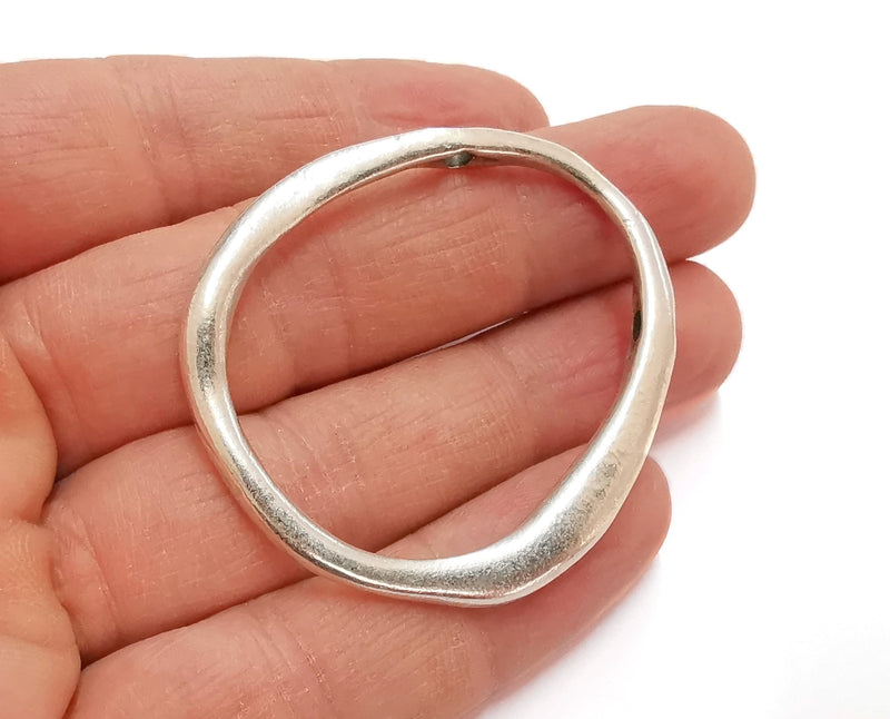 2 Drop Shape 2 Hole Pendant Antique Silver Plated Pendant (49x45mm)  G23225