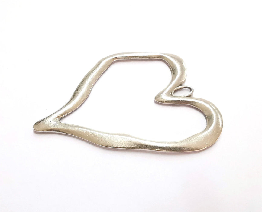 Heart Pendant Antique Silver Plated Pendant (87x68mm)  G21133