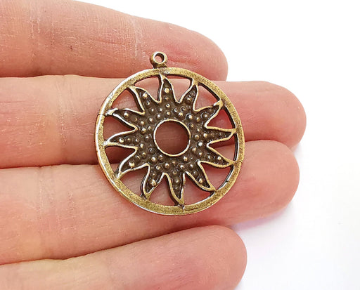 2 Sun Charms Antique Bronze Plated Charms (35x31mm) G21732