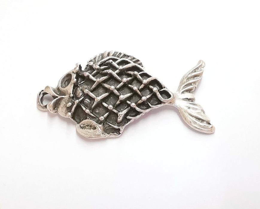 Fish Charms Antique Silver Plated Charms (56x32mm)  G21157