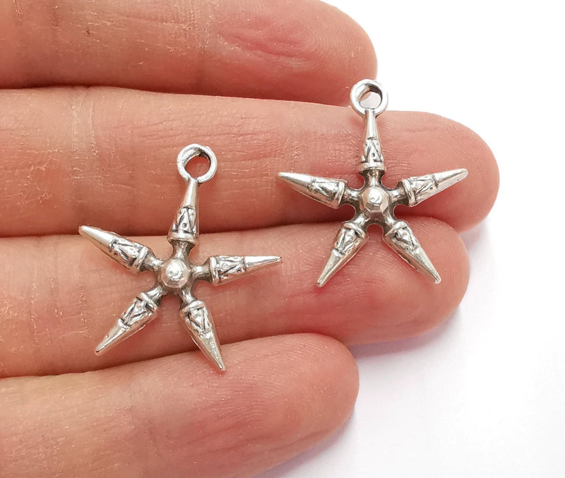 4 Silver Charms Antique Silver Plated Charms (28x25mm)  G26602